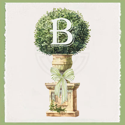 Monogram Boxwood Topiary Tea Towel