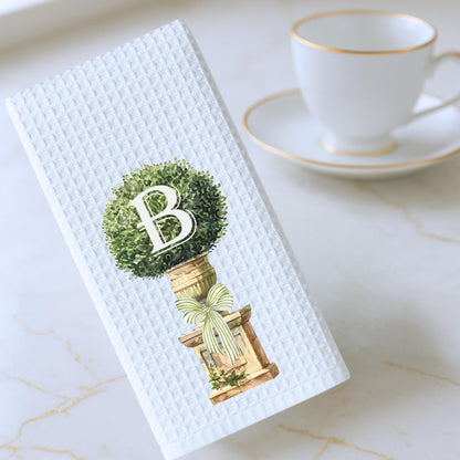 Monogram Boxwood Topiary Tea Towel