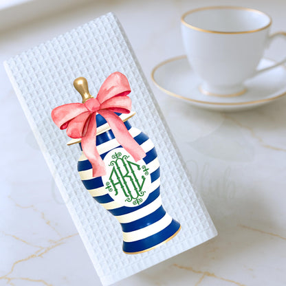 Blue & Pink Floral Ginger Jar Tea Towels