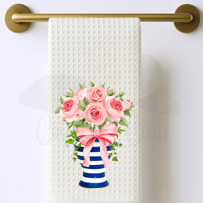 Blue & Pink Floral Ginger Jar Tea Towels