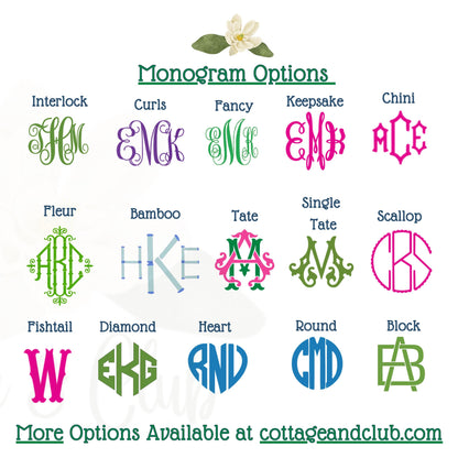 Embroidered Monogrammed Royal Blue Check Wreath Sash