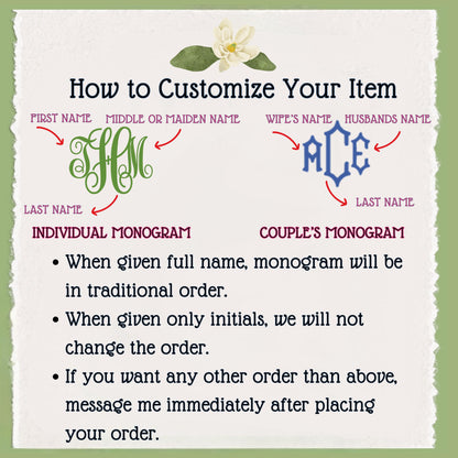 Embroidered Monogram Holiday Wreath Sash