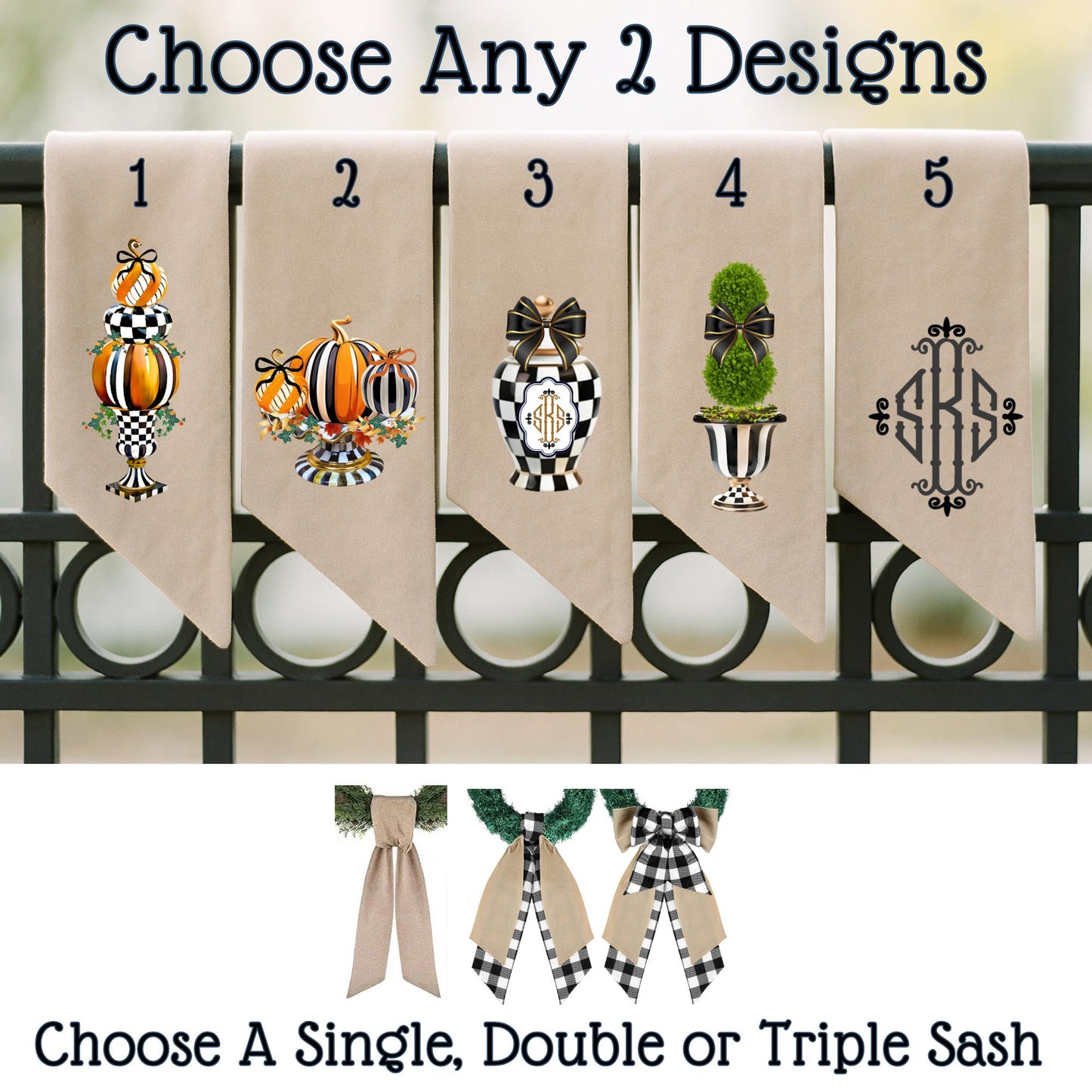 McKenzie Childs Inspired Wreath Sash