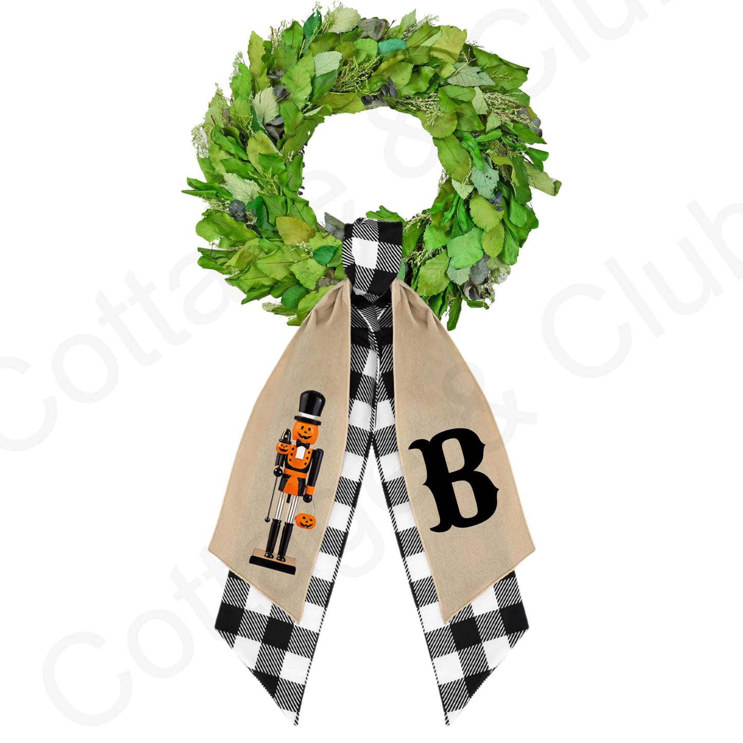 Halloween Pumpkin Cat Nutcracker Wreath Sash: Fall Door Decor