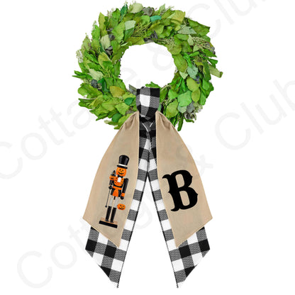Halloween Pumpkin Cat Nutcracker Wreath Sash: Fall Front Door Decor
