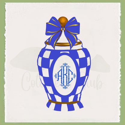 Personalized Royal Check Tea Towel: MacKenzie Childs Style Kitchen Decor