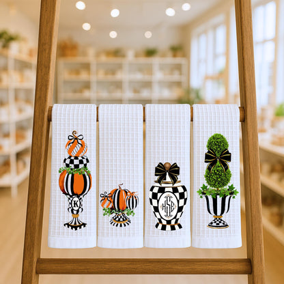 Black & White Checkered Tea Towel: Personalized Kitchen Decor