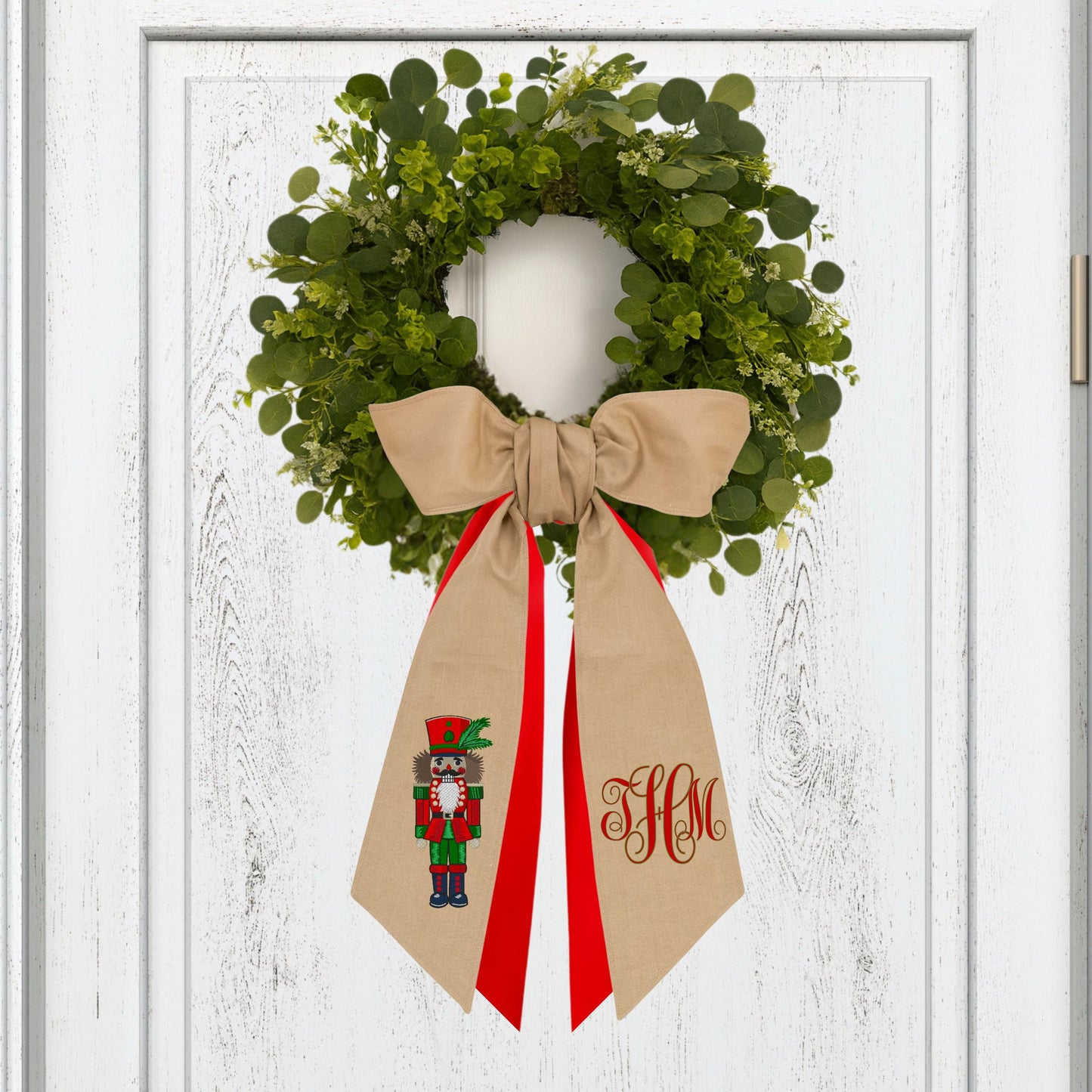 Embroidered Christmas Nutcracker Wreath Sash