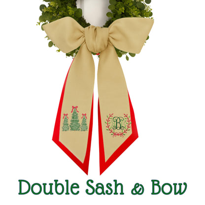 Embroidered Monogram Holiday Wreath Sash