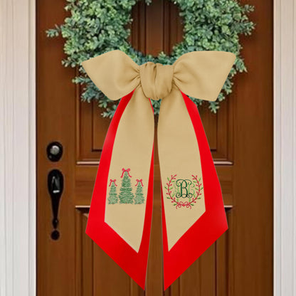 Embroidered Monogram Holiday Wreath Sash