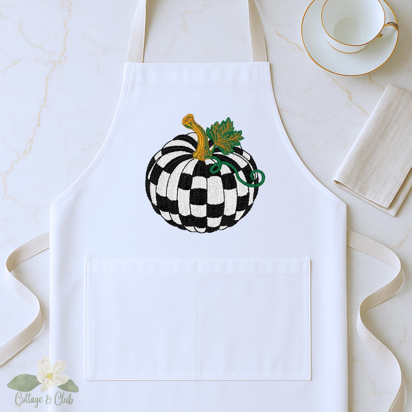 Fall Pumpkin Canvas Apron: Festive Thanksgiving Holiday Cooking Apron