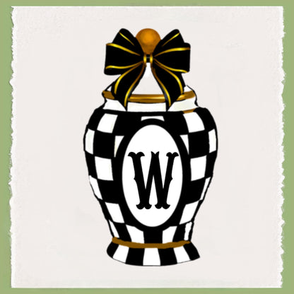 Black & White Checkered Tea Towel: Personalized Kitchen Decor