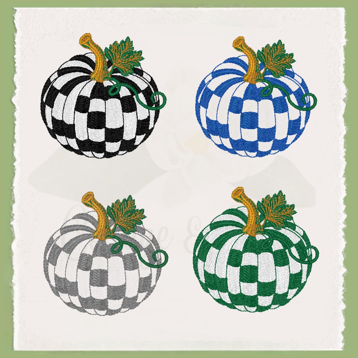 Checkered Royal Blue and White Pumpkin Tea Towel Set