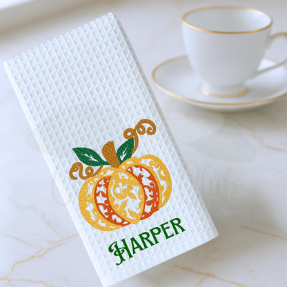 Fall Thanksgiving Turkey Tea Towel Collection - Personalized Kitchen Decor, Halloween Pumpkin Accent