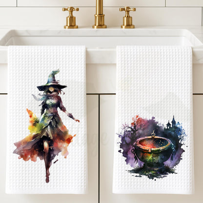 Watercolor Witch Tea Towel