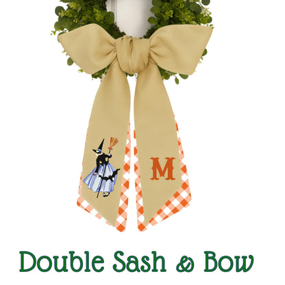 Embroidered Witch Halloween Wreath Sash