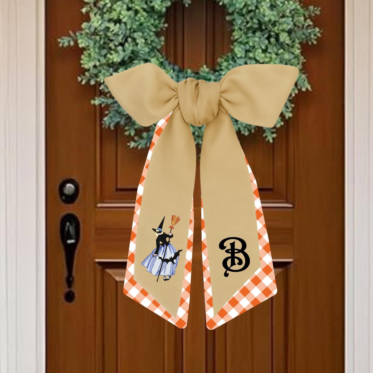 Embroidered Witch Halloween Wreath Sash