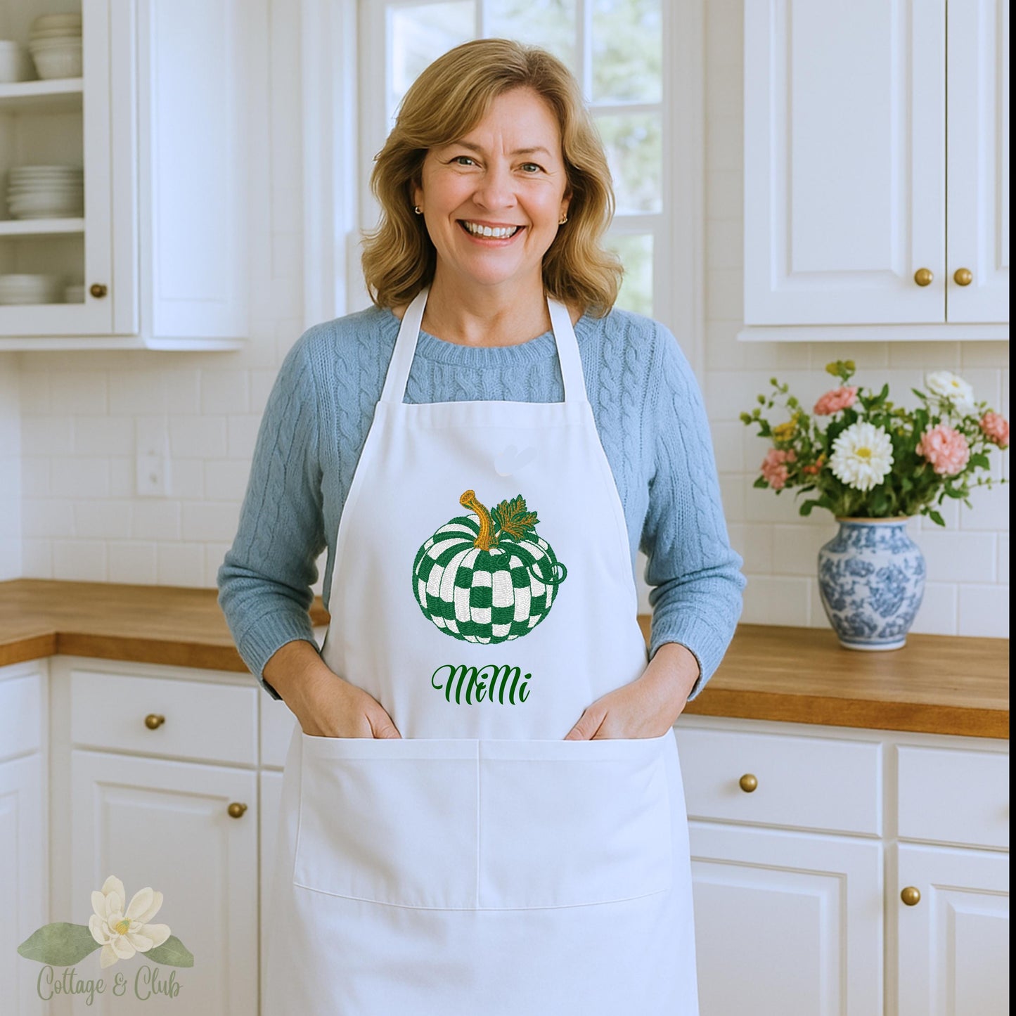 Fall Pumpkin Canvas Apron: Festive Thanksgiving Holiday Cooking Apron