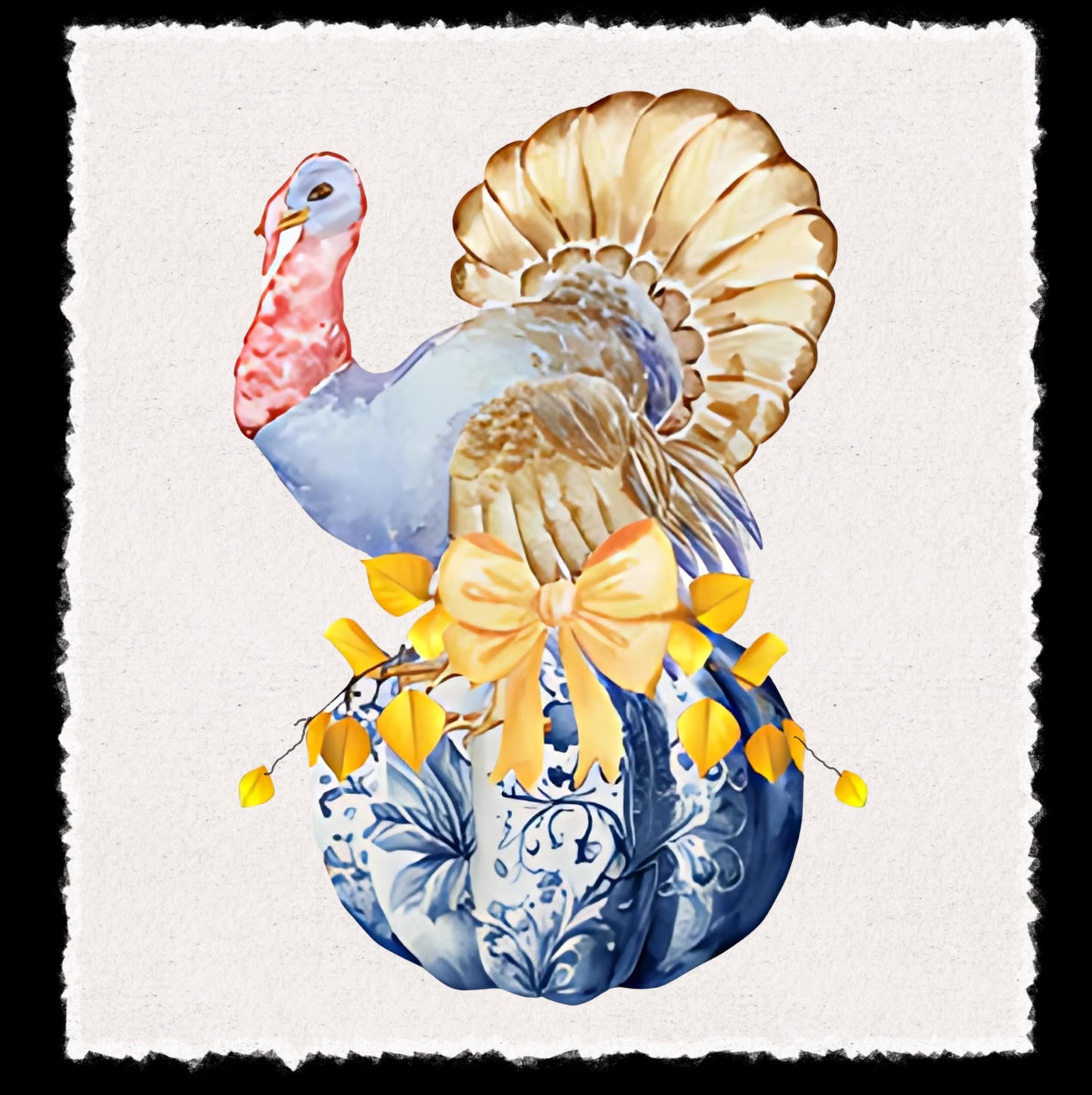 Fall Thanksgiving Turkey & Pumpkin Tea Towel