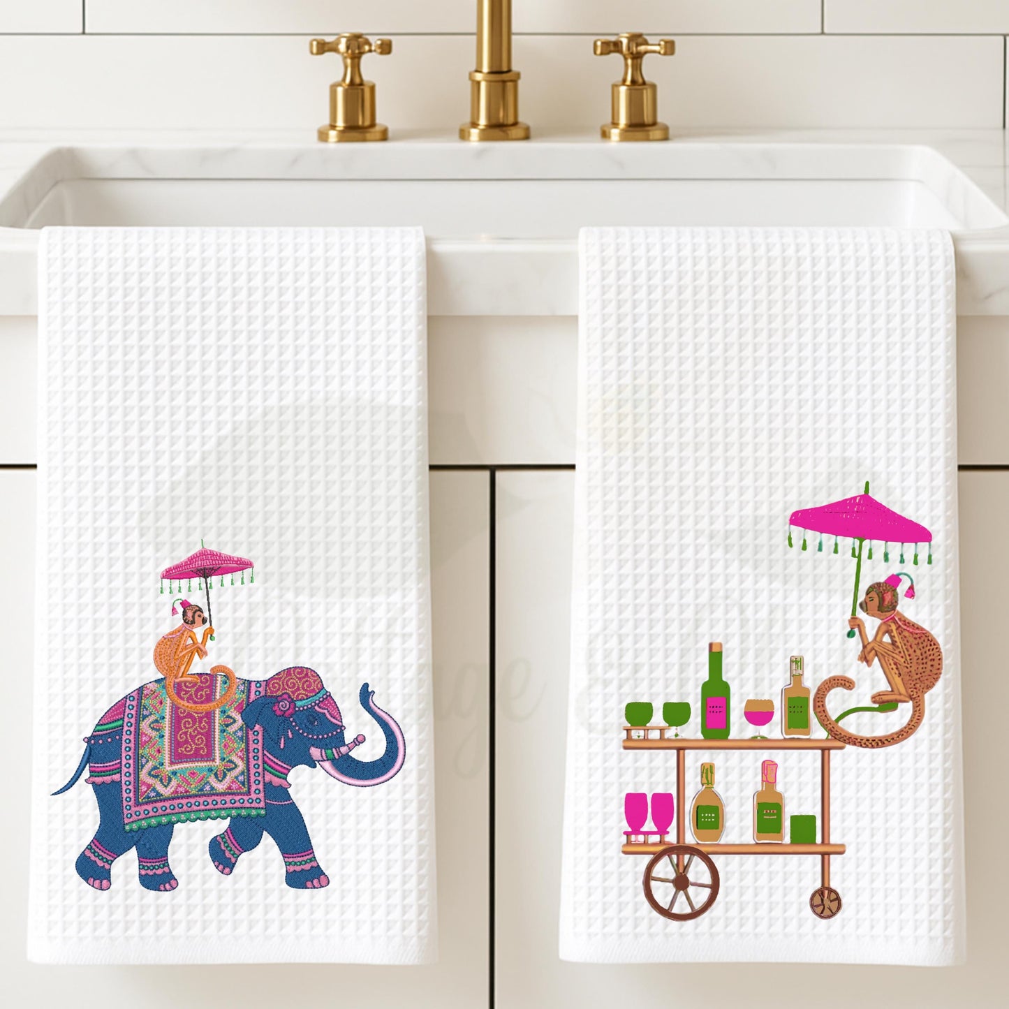 Palm Beach Animal Party Tea Towel: Preppy Waffle Weave, Monogram Option