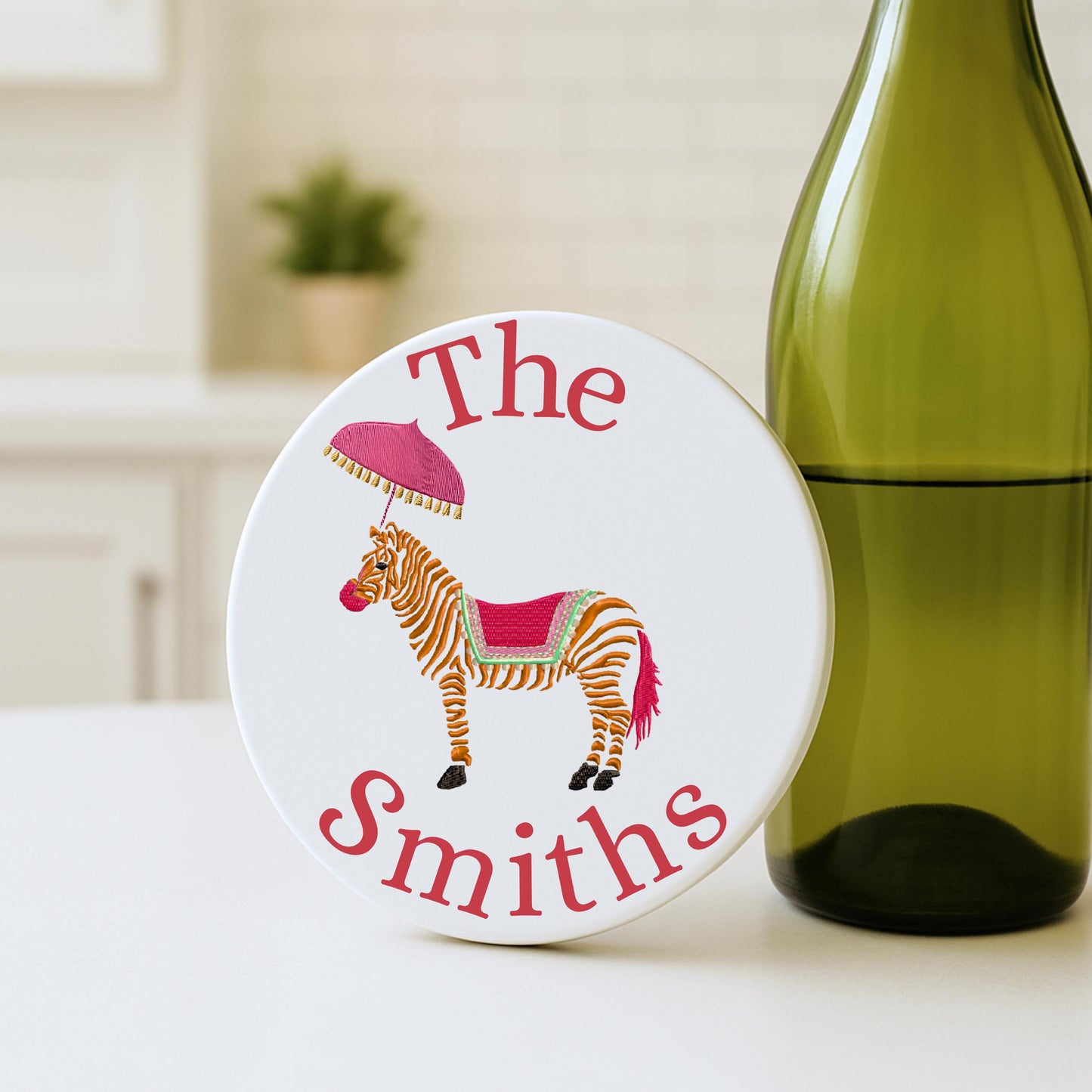 Eastern Theme Monkey, Bar Cart, Pagoda, Leopard and Zebra Coaster Collection - Set of 4