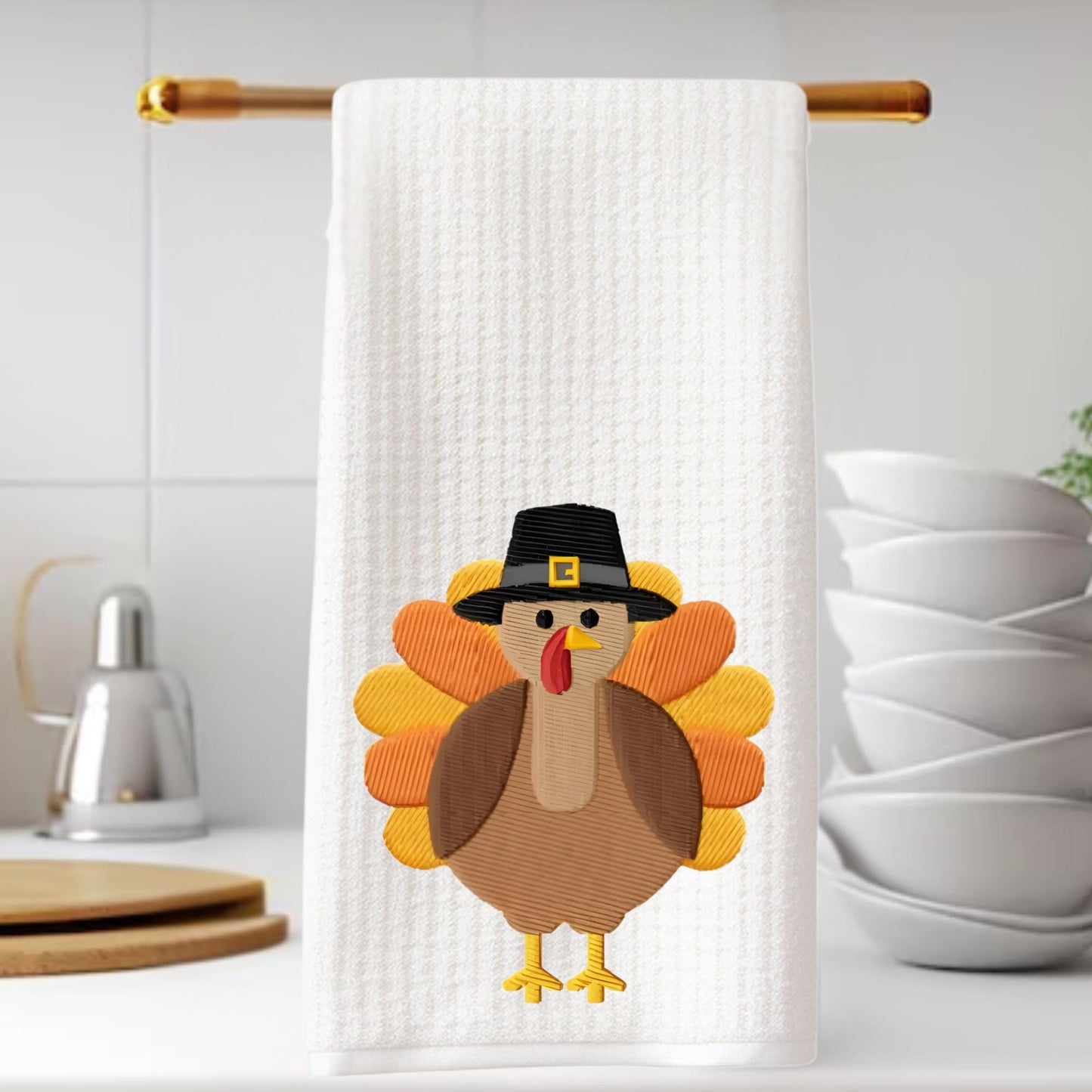 Fall Thanksgiving Turkey Tea Towel