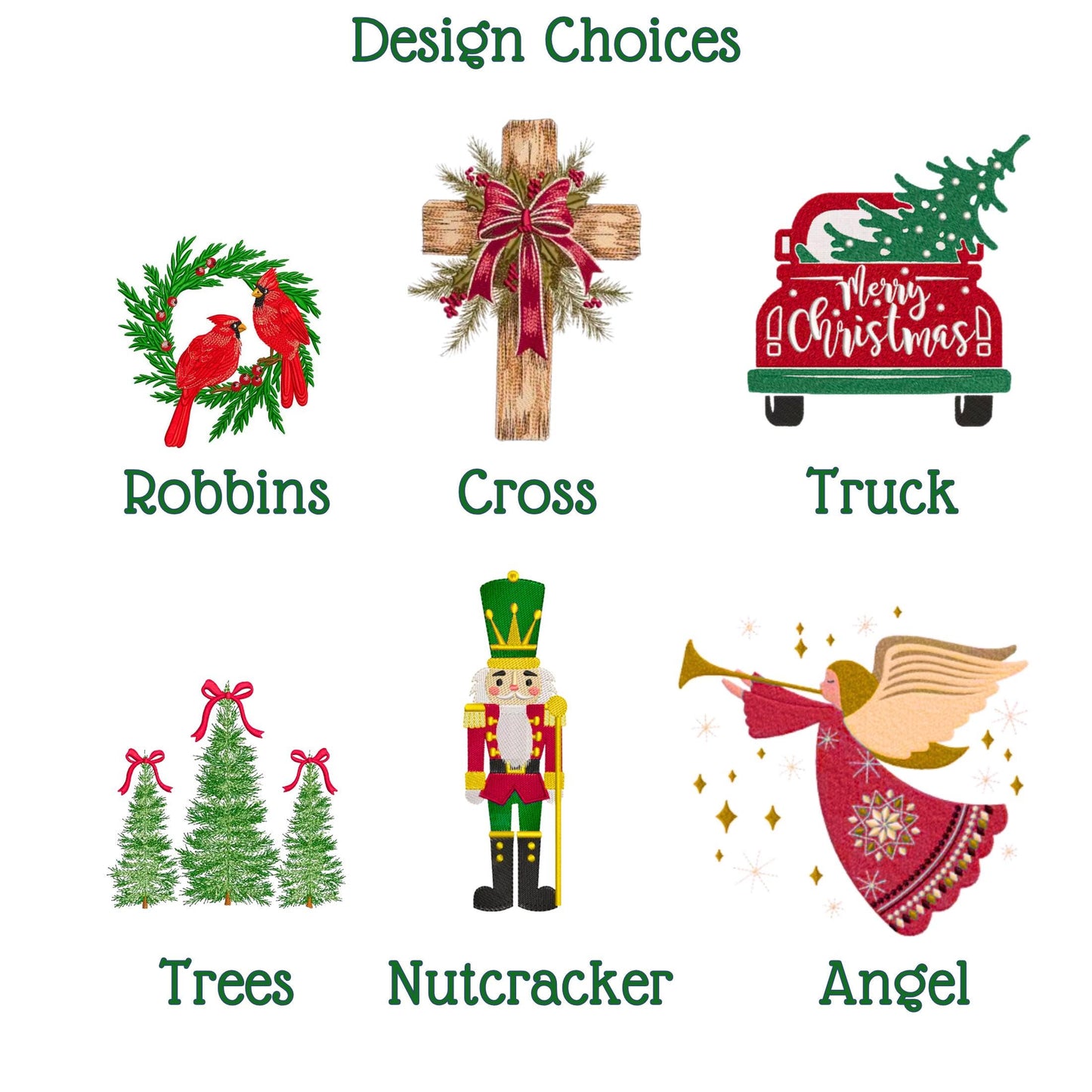 Embroidered Christmas Farmhouse Wreath Sash: Holiday Door Hanger