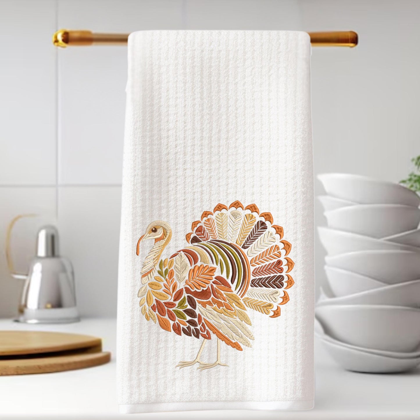 Fall Thanksgiving Turkey Tea Towel Collection - Personalized Kitchen Decor, Halloween Pumpkin Accent