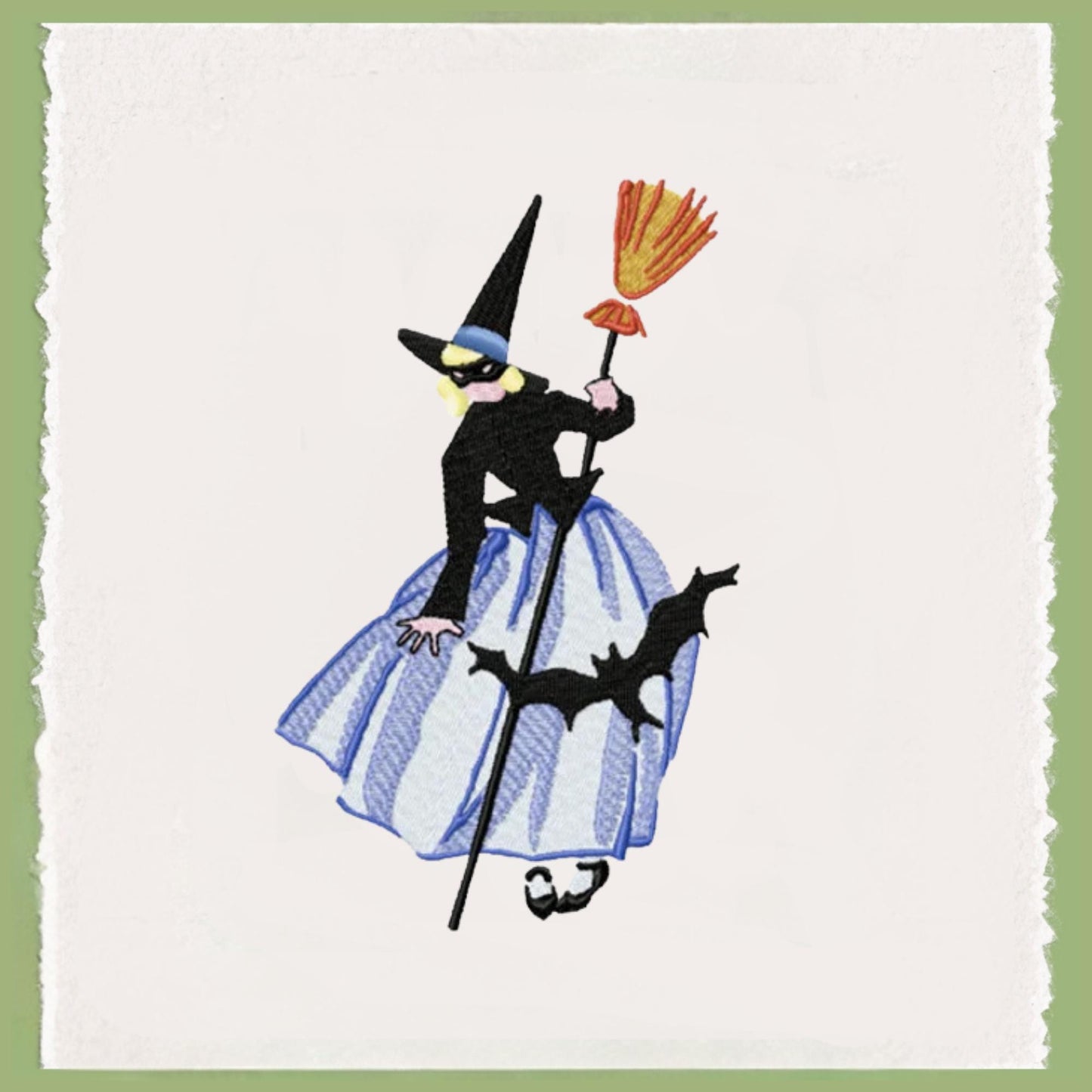 Embroidered Witch Halloween Wreath Sash