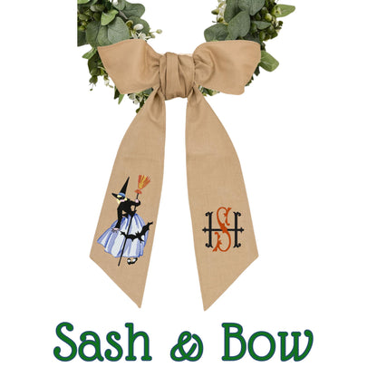 Embroidered Witch Halloween Wreath Sash