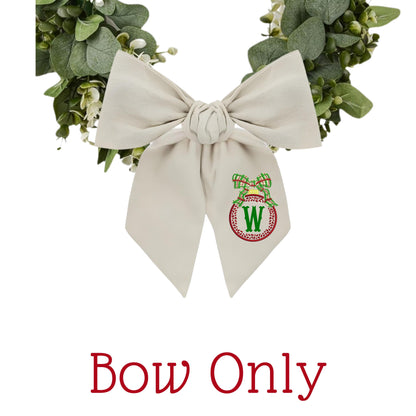 Embroidered Christmas Wreath Sash: Coordinating Sash Available - Holiday Door Hanger - Personalized Ornament Decor
