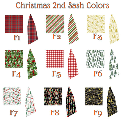 Embroidered Christmas Wreath Sash: Coordinating Sash Available - Holiday Door Hanger - Personalized Ornament Decor