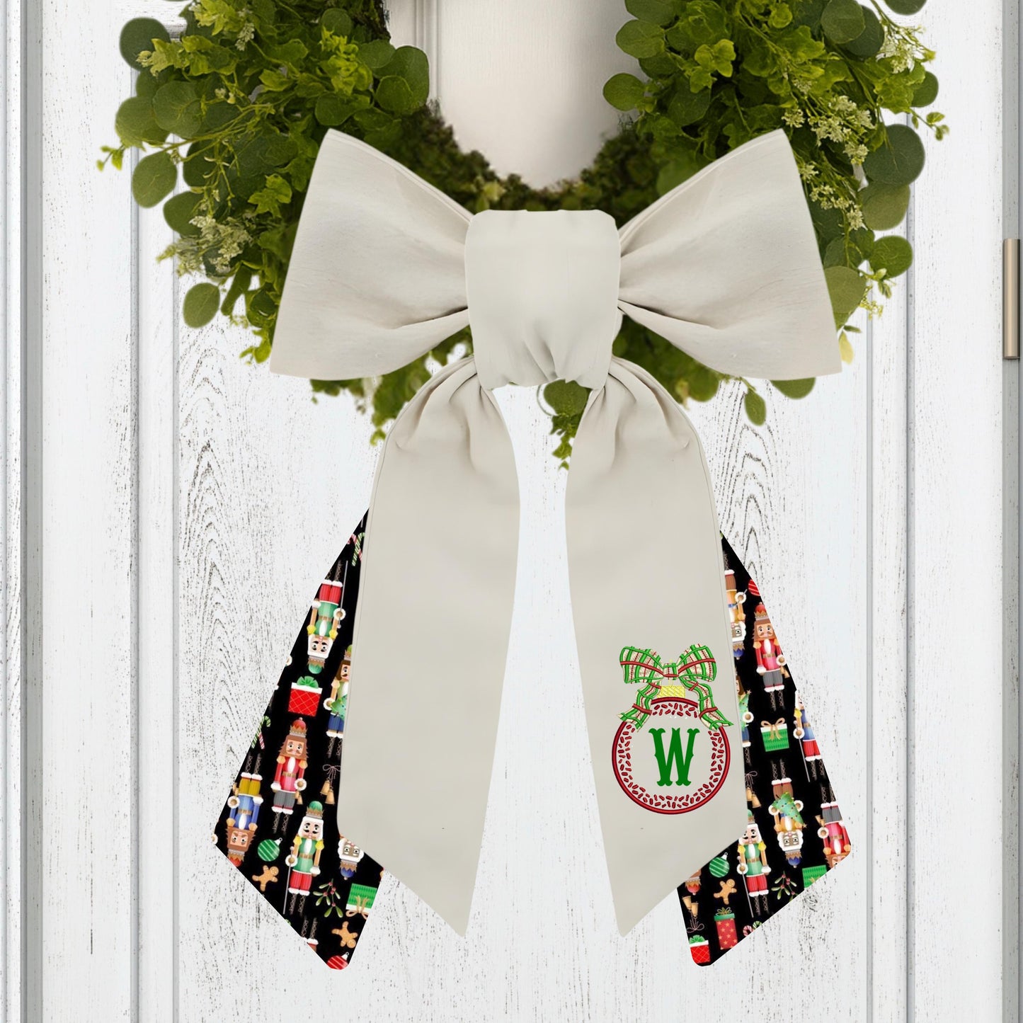 Embroidered Christmas Wreath Sash
