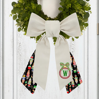 Embroidered Christmas Wreath Sash