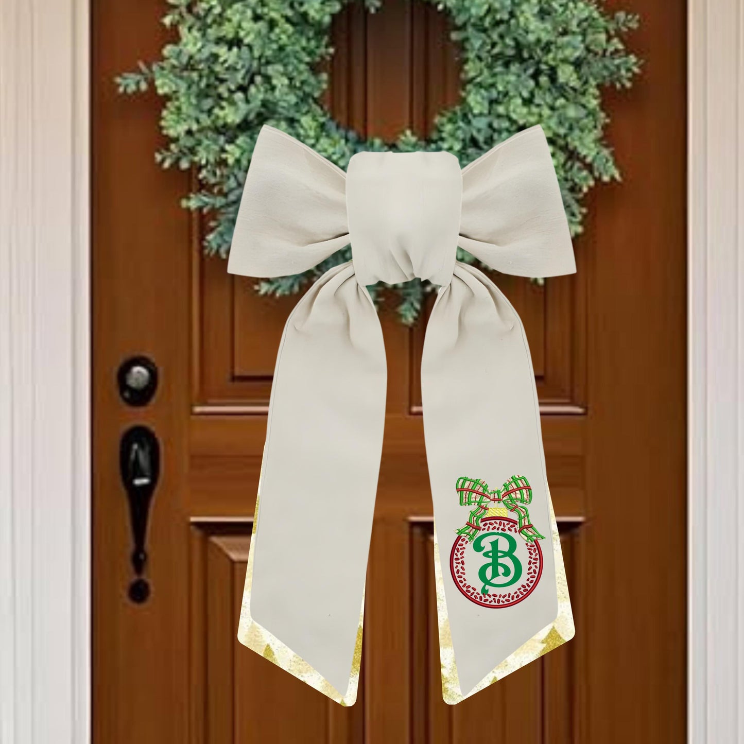 Embroidered Christmas Wreath Sash