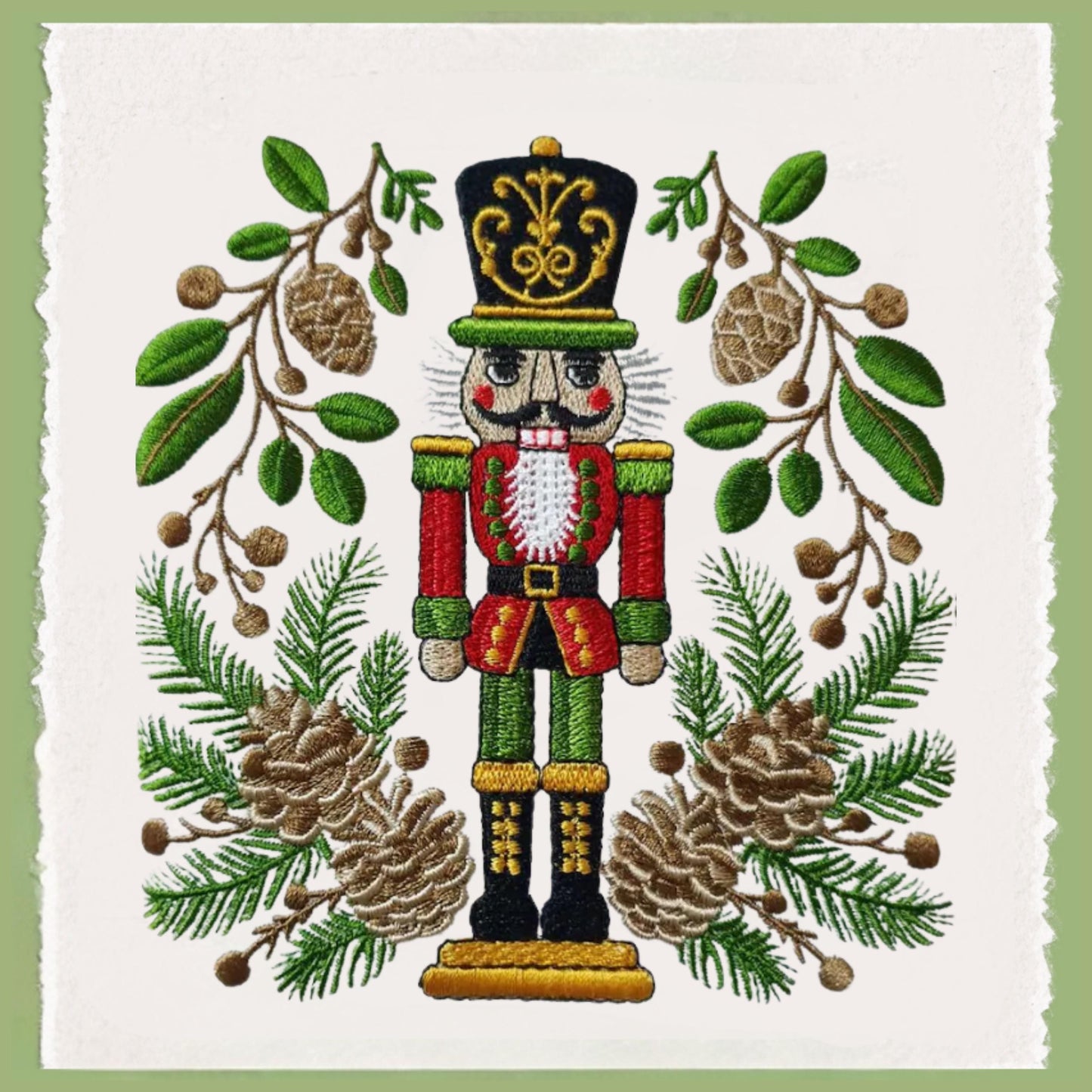 Embroidered Christmas Wreath Sash: Personalized Nutcracker Door Hanger