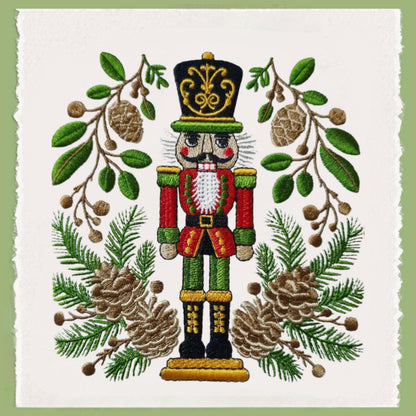 Embroidered Christmas Wreath Sash: Personalized Nutcracker Door Hanger