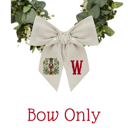 Embroidered Christmas Wreath Sash: Personalized Nutcracker Door Hanger