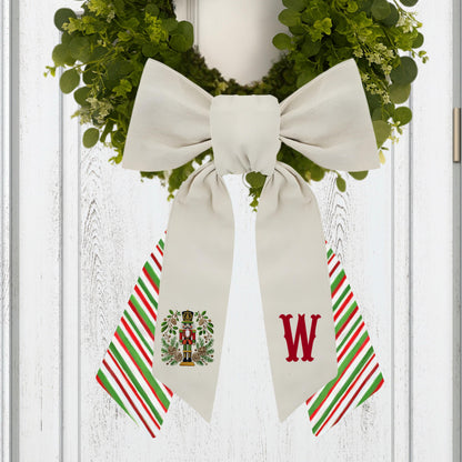 Embroidered Christmas Wreath Sash: Personalized Nutcracker Door Hanger