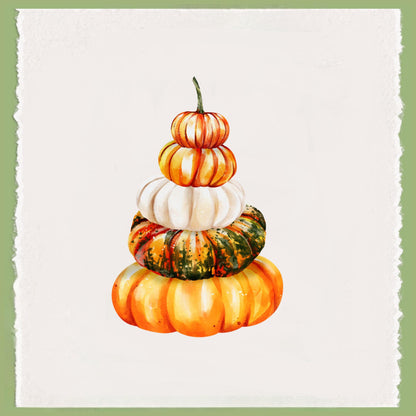 Fall Thanksgiving Turkey & Pumpkin Holiday Tea Towel -  Personalized Kitchen Decor