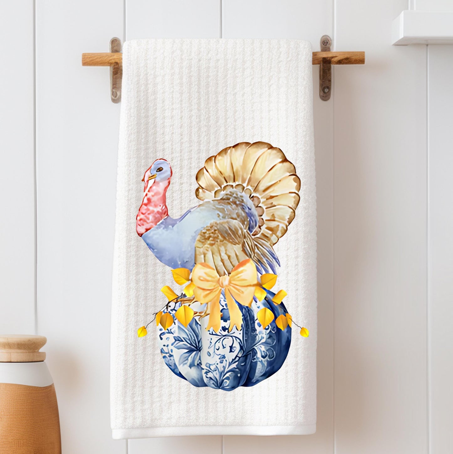 Fall Thanksgiving Turkey & Pumpkin Tea Towel