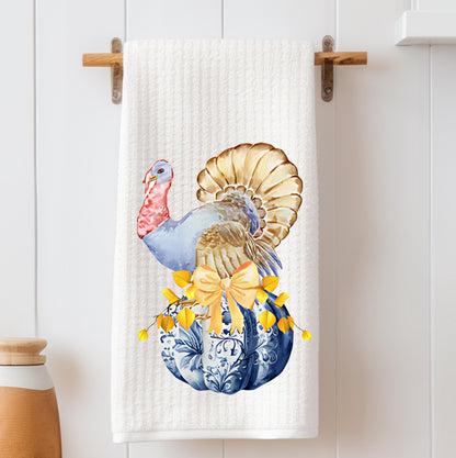 Fall Thanksgiving Turkey & Pumpkin Tea Towel