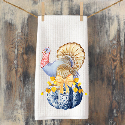 Fall Thanksgiving Turkey & Pumpkin Tea Towel