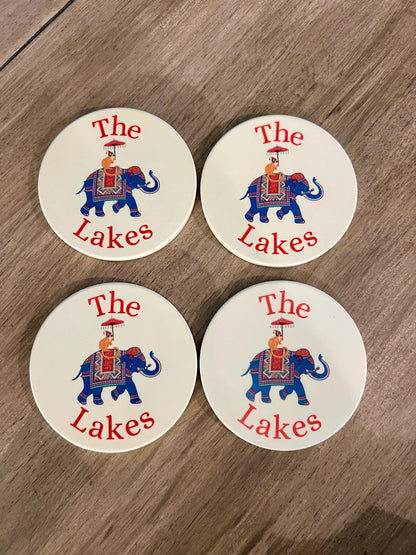 Eastern Theme Monkey, Bar Cart, Pagoda, Leopard and Zebra Coaster Collection - Set of 4