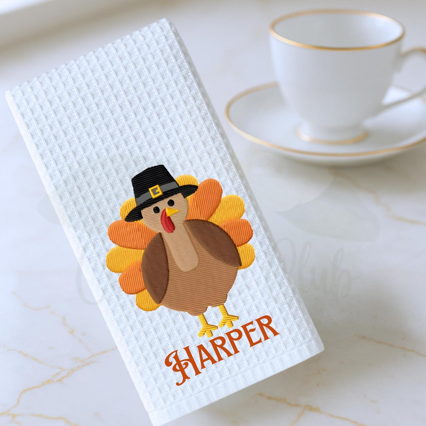 Fall Thanksgiving Turkey Tea Towel
