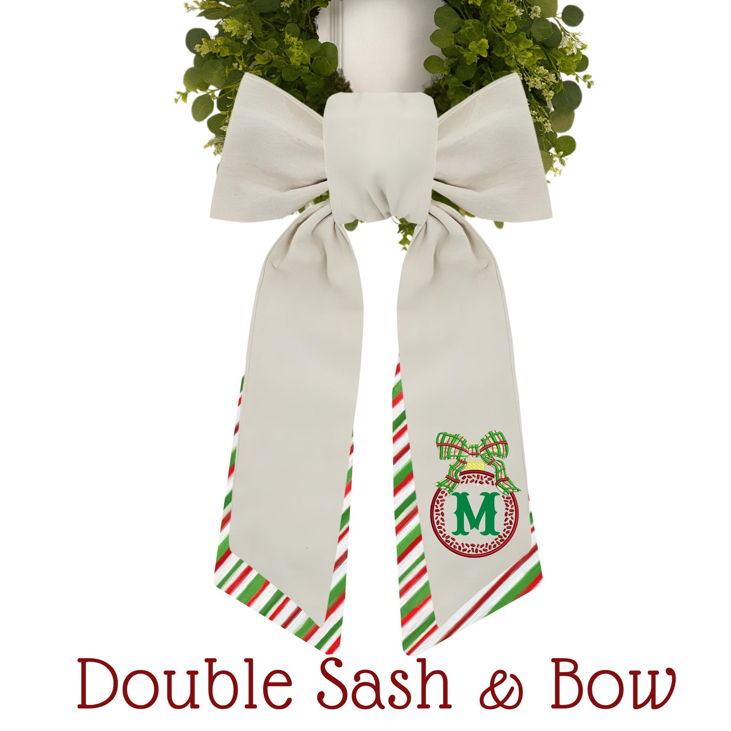 Embroidered Christmas Wreath Sash
