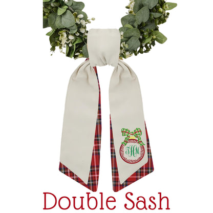 Embroidered Christmas Wreath Sash
