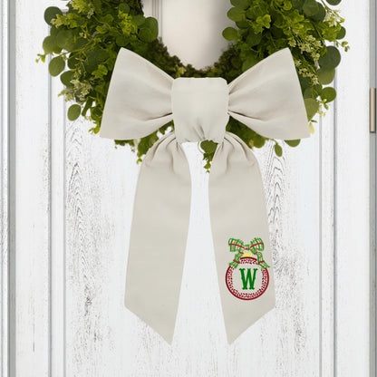 Embroidered Christmas Wreath Sash