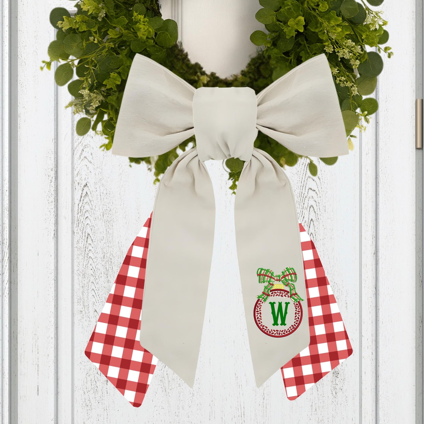 Embroidered Christmas Wreath Sash
