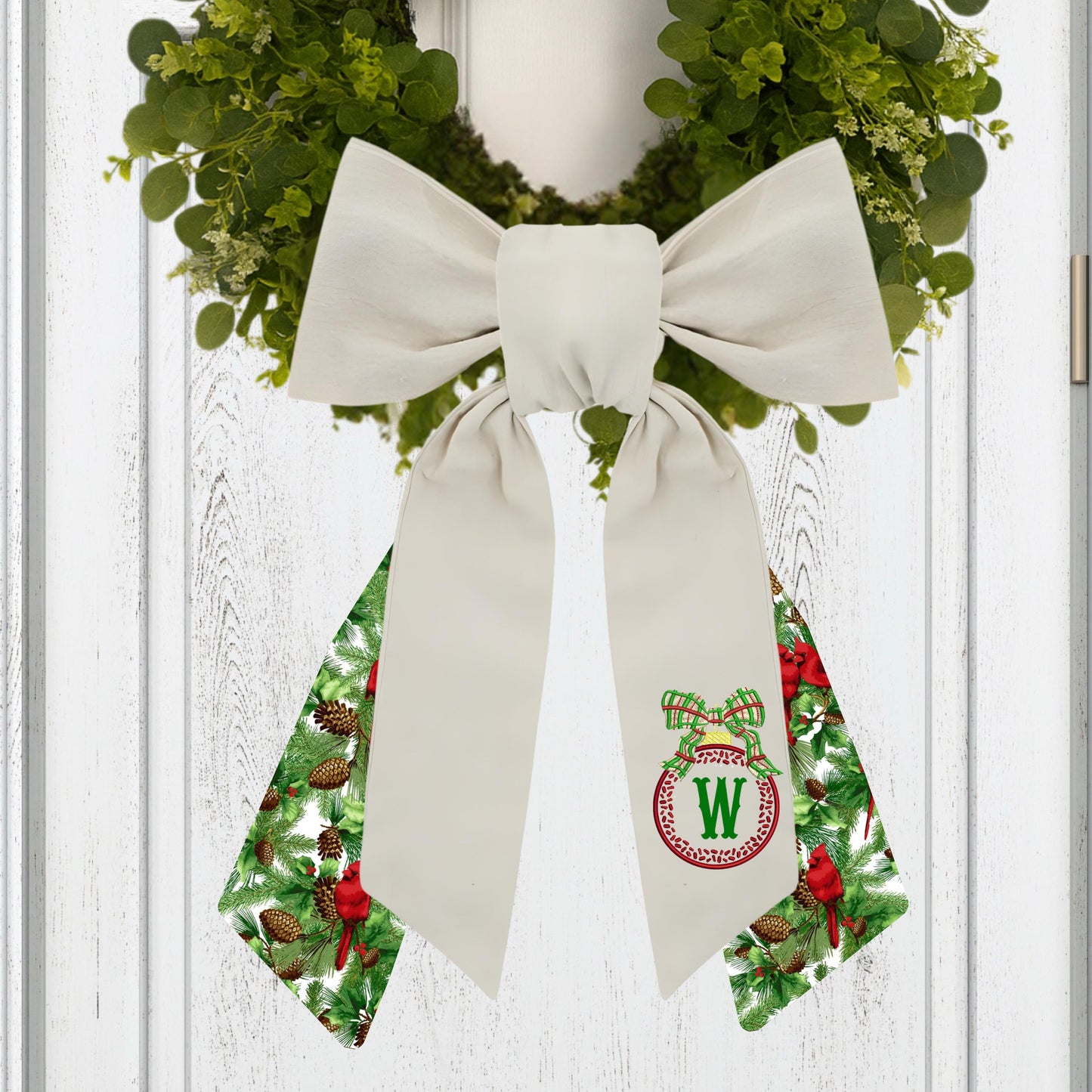 Embroidered Christmas Wreath Sash